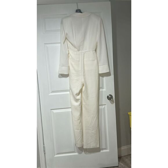 Cinq a Sept Ivory Holiday Macie Wrap Jumpsuit Size 8 - Picture 10 of 12
